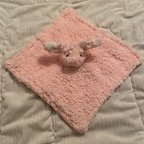 Little Miracles Pink Bunny Rabbit Sherpa Plush Baby Security Blanket Lovey - Picture 2 of 3